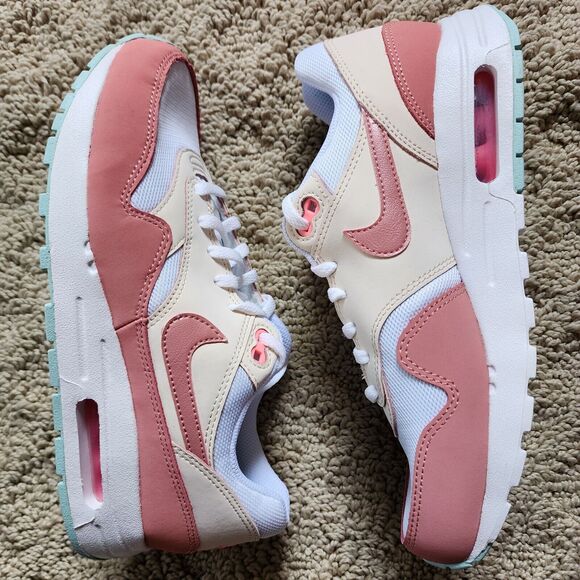 Nike Air Max 1 White Red Star Dust Guava Ice Brand New Sz 7Y - Picture 1 of 8